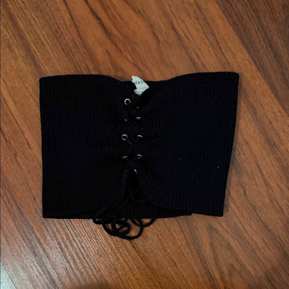 Black Lace-Up Corset Tube Top